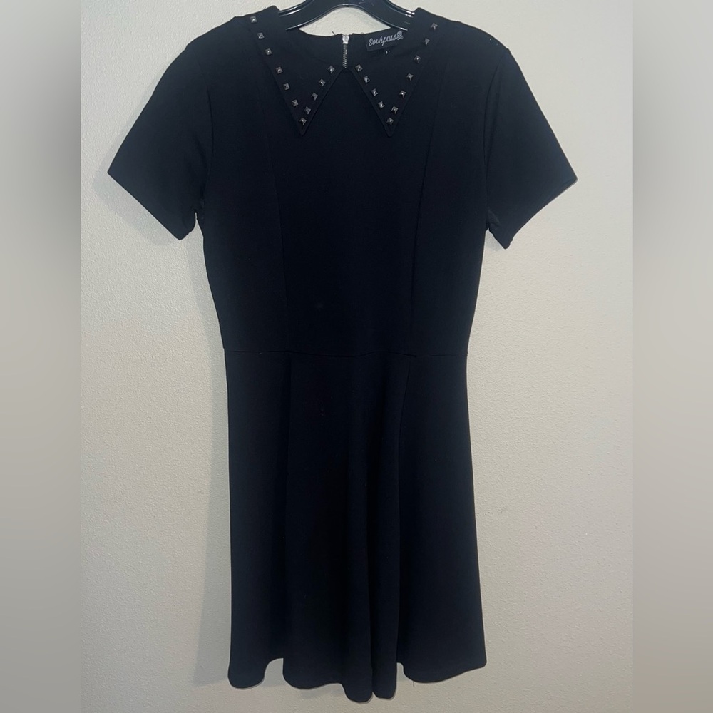 Sourpuss Black Mini Dress with‎ Embellished Collar